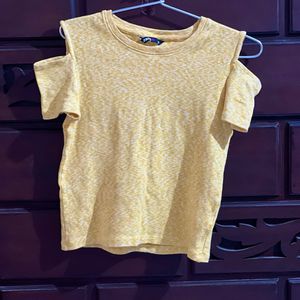 Cute Shoulder Cut Butter Yellow Top