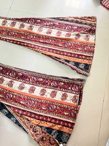 Paisley Print Flare Leg Pants