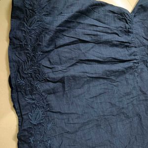 Blue Embroidered Top