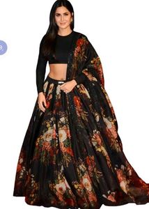 Katrina Kaif black floral lehenga with choli