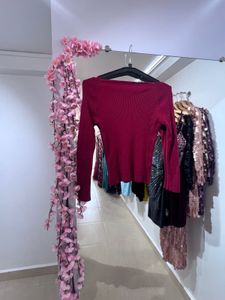 Burgundy Knit Long Sleeve Top