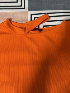 Orange Ribbed Top