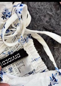 Cut Out Dress White/Blue Floral