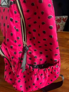 Magenta Strawberry Print Backpack
