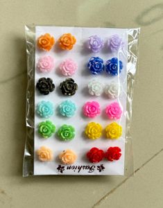 36 Charming Multi-Color Rose Stud Earrings Set