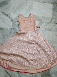 Peach Floral Print Dress