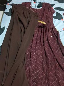 Maroon Naira Cut With Circular Plazzo