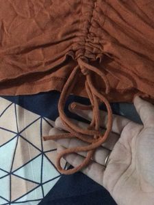 orange v nack crop top with adjustable strap