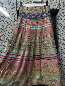 Zari Work Crop Top With Skirt