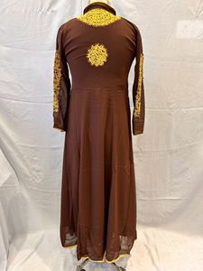 Brown Embroidered Anarkali Dress