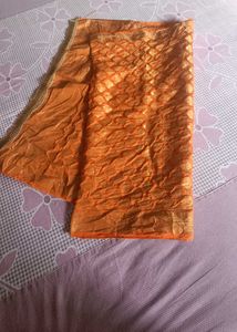 Orange &amp; Gold Woven Dupatta