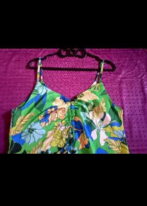 Green &amp; Blue Flower Print Very Pretty Dress