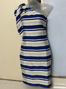 Republic Banana Branded Striped One-Shoulder Dress