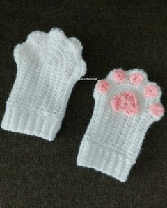 Crochet White Paw Gloves 🐾