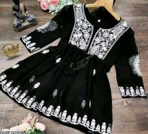 Embroidered Black Tunic Top