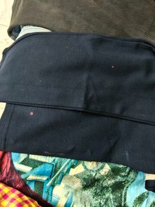 Navy Blue Zipper Detail Skinny Pants