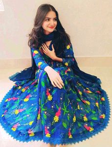Blue Anarkali suit set🌻