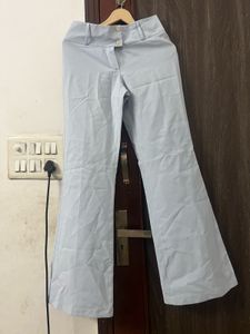 Light Blue Flare Leg Trousers- High Waist 24/26inc