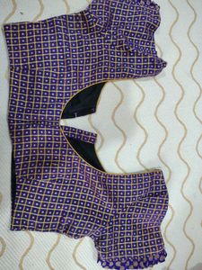 Purple Checked Readymade Blouse
