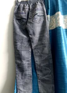 Black Crushed Denim Trousers