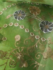 Green Net Saree