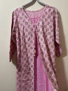 Pink Aline Kurtha Set