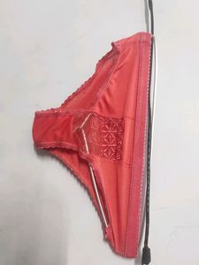 Net Bra Panty Lingerie Set Red Size 32