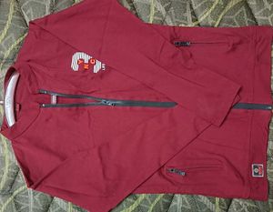 Maroon Full-Zip Casual Jacket
