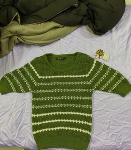 Pinterest-core Green Knit Sweater ( Zudio )🍃