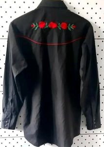 ELYCATTLEMAN COWBOY WESTERN EMBROIDERED ROSE SHIRT