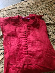 Long Red Kurta - LIBAS