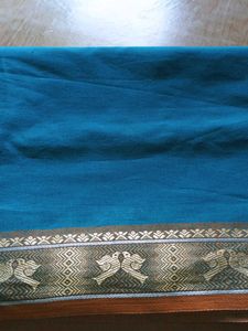 Teal Green with Orange Saree