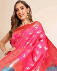 Premium Pink Banarasi Silk Saree