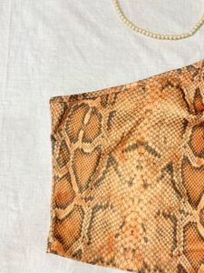 Snakeskin One-Shoulder Crop Top