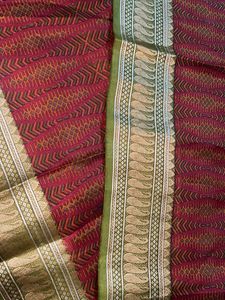 Maroon Saree with Green Border