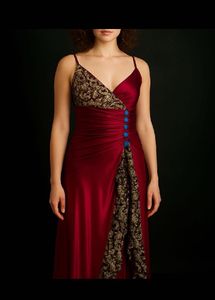 Elegant Burgundy &amp; Lace Formal Gown