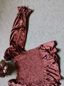 Velvet Puff Sleeve Top