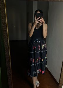 Inspired Children Painting MIKADO Silk MIDI Skirt