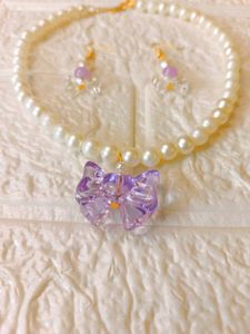 Necklace With Earings💜/Korean Jewellery Set🎀