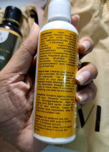 Sunscreen and Hair-O-Silk hair oil