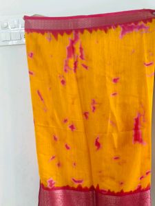Vibrant Yellow &amp; Pink Bandhani Saree 🌼