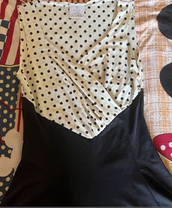 KOREAN BLACK &amp; WHITE POLKA DOT DRESS