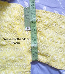 Yellow Cotton Thread Work Crop Top/Shirt