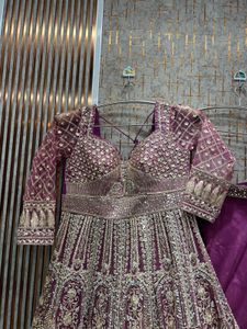 Purple Wedding Gown With Skirt And Dupatta