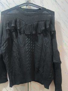 Elegant Black Ruffle Sweater