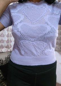 Lavender Heart Knit Top