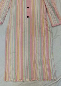Striped Button-Down Dress Kurta And Dupatta