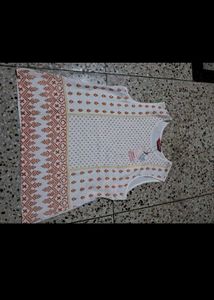 White Ethnic Print Sleeveless Top
