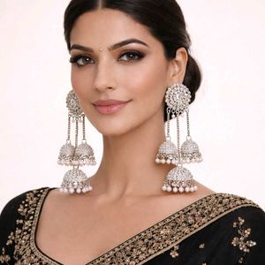 Elegant Silver Jhumka Earrings