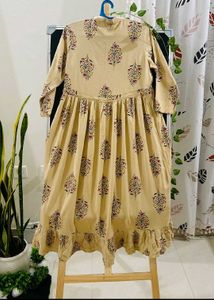 Boho Beige Floral Print Dress
